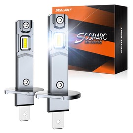 SEALIGHT H1 Fog Bulbs, 50,000LM Super Brighterness 1:1 Mini Size, 6500K Cool White Fog Lights with 15000RPM Cooling Fan, 3 Minutes Inatallation, Pack of 2