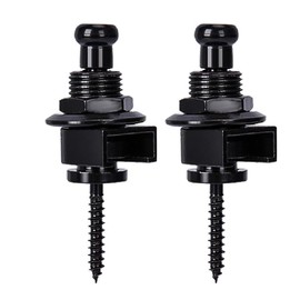 Guitar Strap Lock Pin Locking Strap Pin Locking Pin for Electric Guitars Anti-Slip Drop Proof Metal Easy Installation Musical Instrument Electric Guitar Guitar Black Goldo/Silver Set of 2 (Black)