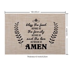 DAO9KITCHEN Bless The Food Inspirational Placemats Set of 4 for Family Love Kitchen Dinner Table Decor, Inspirational Quote Place Mats for Women Friends