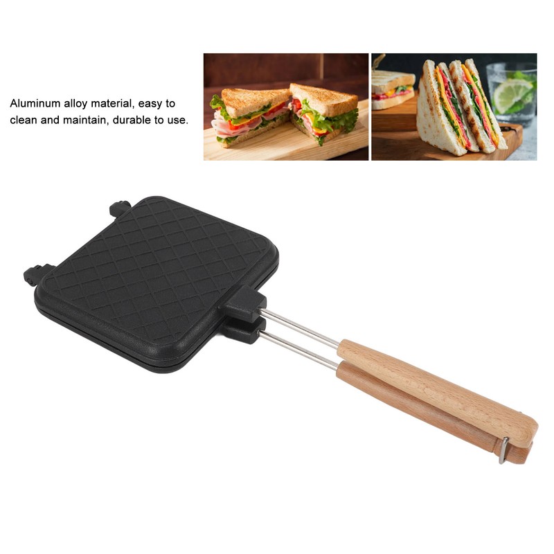 Double Sided Frying Pan Aluminum Solid Wood Anti Stick Stovetop