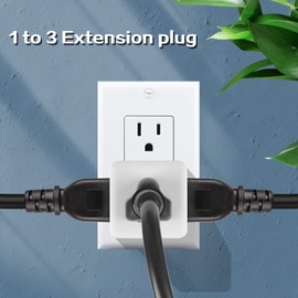 3 Outlet Wall Adapter UL Listed 3 Outlet Power Cube Tap, 3-Prong Outlet Splitter, Multi Plug Outlet Grounded Indoor, 3 Way Plug Adapter, Outlet Extender for Home or Travel (White, 1 Pack)
