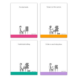 Guajolote Prints Funny Notepads (4-Pack) 4 X 5.25 inch, Humorous Office Gift for Friends and Coworkers (White Vol 4)