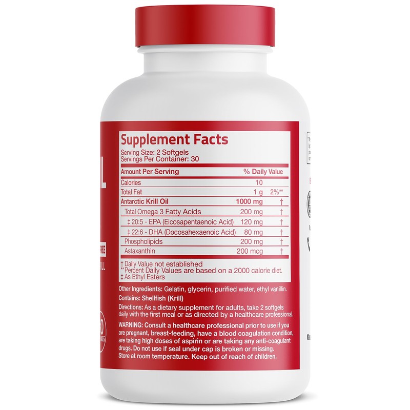 Bronson Antarctic Krill Oil 1000 mg with Omega-3s EPA, DHA,