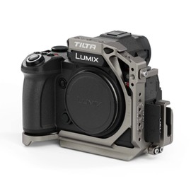 Tilta Half Camera Cage Compatible with Panasonic S5 II/IIX/G8 II - Titanium Gray | Mount Accessories via NATO Rail, Rosette, Cold Shoe,1/4"-20 Threads with Locating Pins | TA-T50-HCC-TG