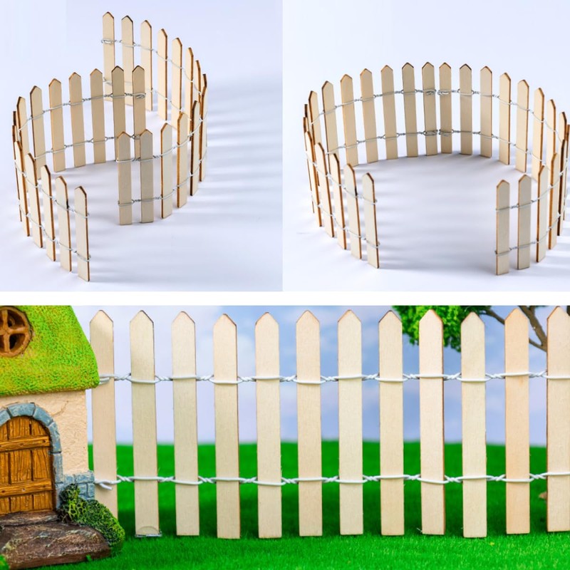KARLOR Artificial Grass Set with Miniature Fences, Green, Garden Decor,