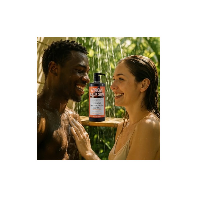 Jabón corporal exfoliante con coco y carbón, de African Black