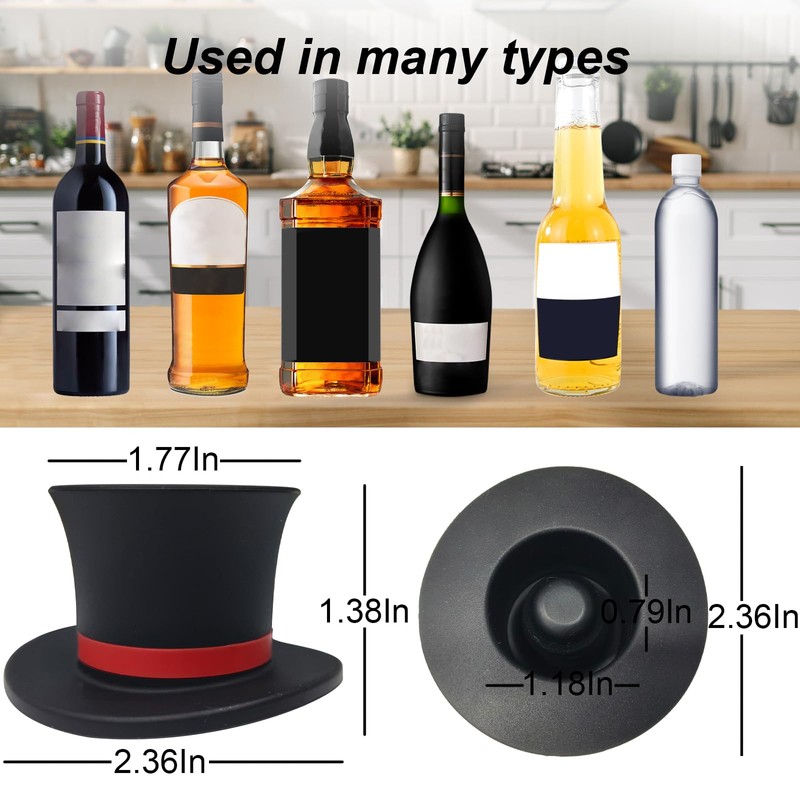 Hat Shaped Silicone Wine Bottle Stoppers – Funny Reusable Caps
