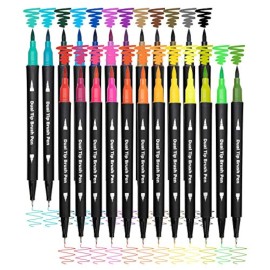 Dual Brush Marker Pens,24 Colored Markers,Fine Point And Brush Tip For Kids Adul