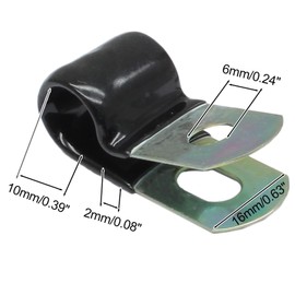 Litoexpe 50 Pcs 3/8 Inch Black Stainless Steel Cable Clamps, Vinyl Coated, Rubber Coated, Hose Clamps, Wire Clamps, Galvanized, Insulated, for Tube, Lines, Wire Cord Installation