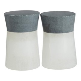 Premier Housewares MArble Salt and Pepper Set, Rounded, White/Grey - 8 cm