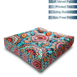 COZY TRENDS Handmade Thick Floor Pillow Cushion for Fireplace Yoga MeditationLiving Room Sitting - 20X20X4 Inches (Blue)