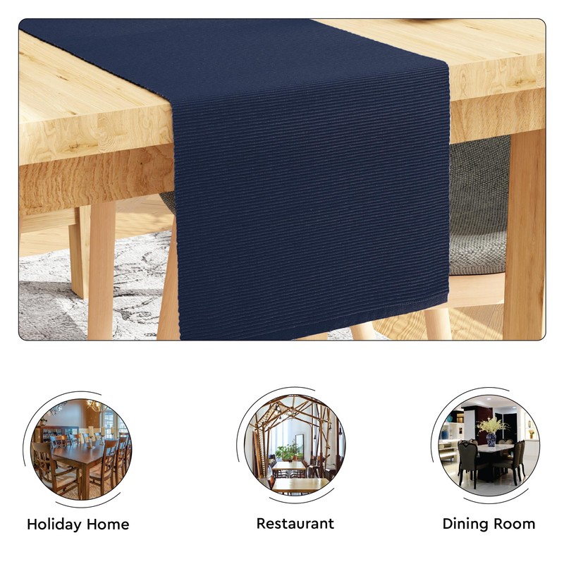 Encasa Table Runner for 8 Seat Dining Room, Solid Dark
