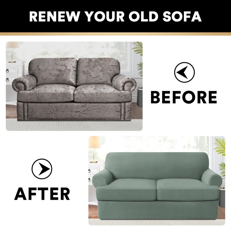 PrinceDeco T Cushion Loveseat Slipcover 3 Pieces Sofa Covers for