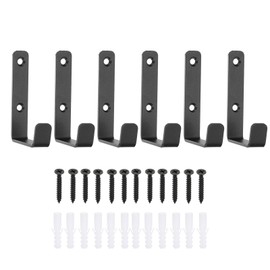 PATIKIL 3" Snowboard Wall Mount Clips, 6 Pcs Coat Hooks, Skateboard Storage Rack, Ski Board Display Stand with Rubber Plug/Screw for Clothes Room, Garage, Black