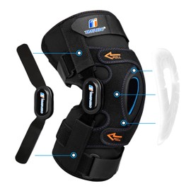 Hinged Knee Brace,GEL Patella Support Knee Braces for Knee Pain with Removable Dual Side Stabilizers,Knee Support for Meniscus Tear,Relieves ACL,Arthritis (L fit Upper 19.5-23.5"/Lower 16-20.5")