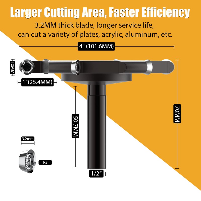 CNC Spoilboard Surfacing Router Bit, 6-Flute 1/2" Shank 4" Cutting
