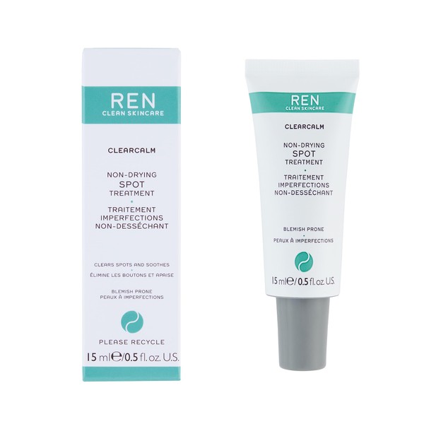 REN Clean Skincare - Clearcalm Non-Drying Acne Treatment Gel - Natural Acne Spot Treatment to Soothe, Calm and Help Prevent Breakouts, Cruelty Free and Vegan, 0.5 Fl Oz