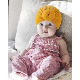 Jesustree Turban Baby Headband, Newborn Knot Hat, Hospital Hat for 3-24 Months, Infant Girl Boy Soft Cotton Elastic Hair Band (Pack of 5), multicoloured