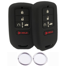 DAFATWJ 5 Buttons Silicone Smart Key Fob Cover Compatible with 2017 2018 2019 2020 2021 Honda Accord CR-V Civic Insight Passport Pilot ACJ932HK1310A A2C81642600 (Rubber, Black+Black)