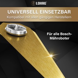 lohag® 18 Robotic Lawnmower Blades for Bosch Indego - with Titanium Carbide Alloy incl. Screw Set - Ideal Robotic Lawnmower Accessories - Lawnmower Replacement Blades