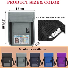 Neck Pouch with RFID Protection, Unisex Travel Purse for Men and Women, Travel Document Bag for Passport Organiser, gray, Travel wallet with RFID protection travel