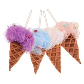 Outanaya 4Pcs Portable Ice Cream Bath Sponges for Exfoliating Loofahs Fun Shower Scrubbers for Deep Cleansing Gentle Massage for Boys for Daily Bathing