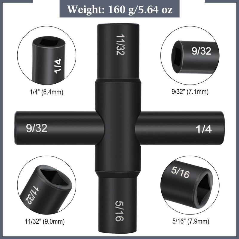 Honoson 2 Pieces 4 Way Sillcock Water Key 1/4", 9/32",