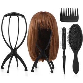 ProSuites 2 Pack Wig Head Stand with 3 PCS Wig Brush Comb, Travel Wig Holder Comb Set for for Women Multiple Wigs