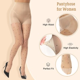 MESU Polka Dot Patterned Tights Thigh High Pantyhose Stocking Nude