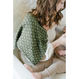 FLORABORA BABY Organic Muslin Burp Cloths, Set of 3 | 100% Cotton Boho Extra-Large 22"x12" Soft Absorbent Shower Gift Essentials Gear Three Pack Burping Cloth Rags Towels for Newborn Boys Girls