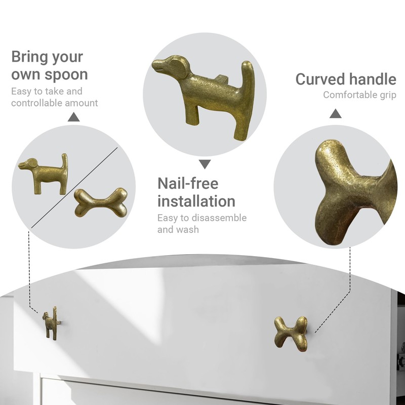 Adorable Golden Retriever + Dog Bone Cabinet Knobs, 6Pcs Bronze