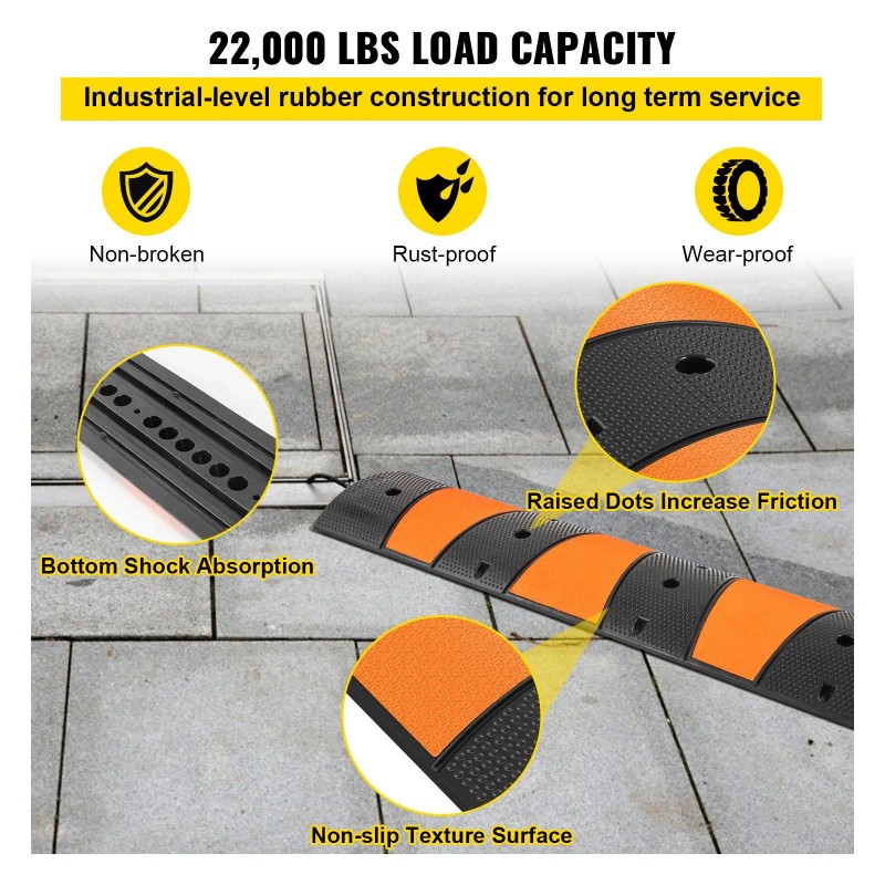 22000 LBS Load Capacity Modular Speed Bump Rubber 72.8\" Long