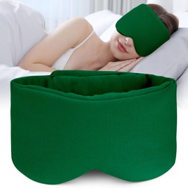Hilph Cotton Sleeping Mask, Eye Mask, Super Soft and Skin-Friendly Sleep Masks for Women Men, Adjustable Eye Patch with Travel Bag for Travel, Home and Office, Green