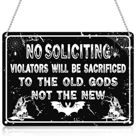 Spooky Room Decor Classy No Soliciting Magnet Sign Funny, Witch Decor for Wall Front Door, Aesthetic Aluminum with Four Drill Holes and Rope 8.2 * 11 in Sign