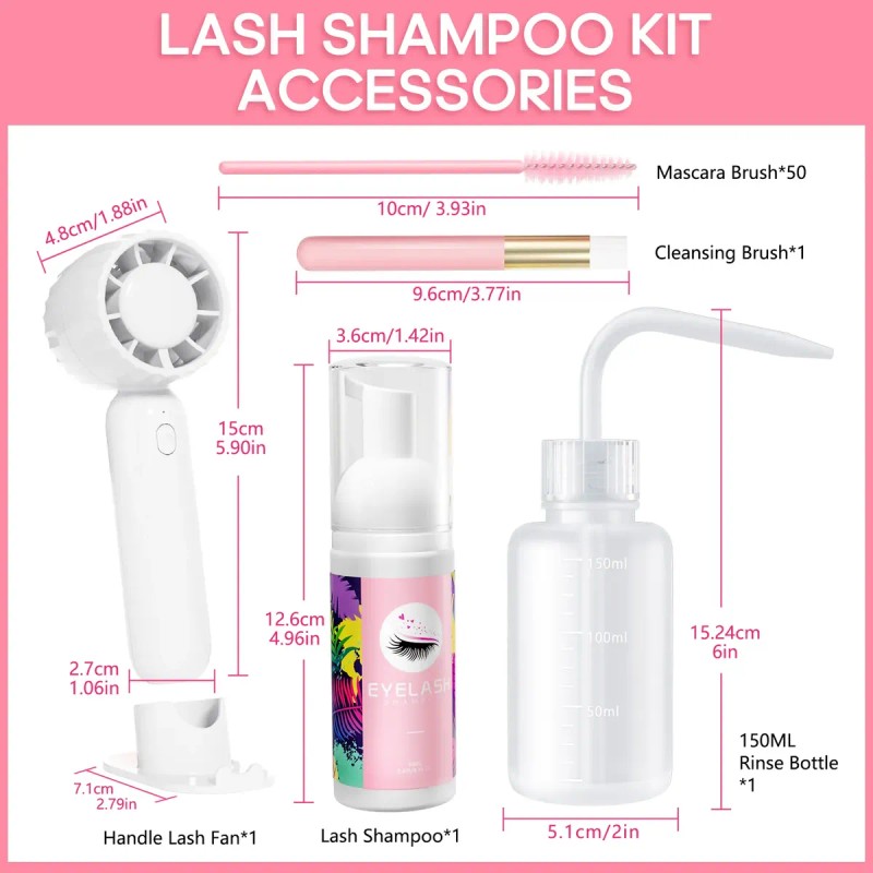 Shampoo Espuma Para Pestañas Y Brocha Para Extensiones Kit