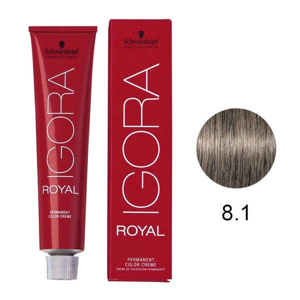 Schwarzkopf Professional Igora Royal Permanent Hair Color, 8-1, Light Blonde Cendre, 60 Gram