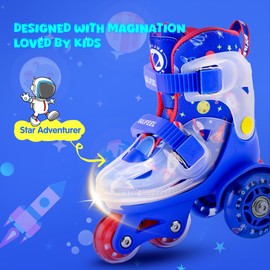 SULIFEEL Adjustable Roller Skates for Girls Boys Kids,Fun Illuminating Light Up Flash Wheels Three-Point Type Balance Suitable for Beginners Indoor Roller Skating