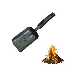 AWISEFULL Fireplace Shovel 12.6" Ash Shovel for Fire Pit & Garden, Heat Resistant Carbon Steel, Black - S