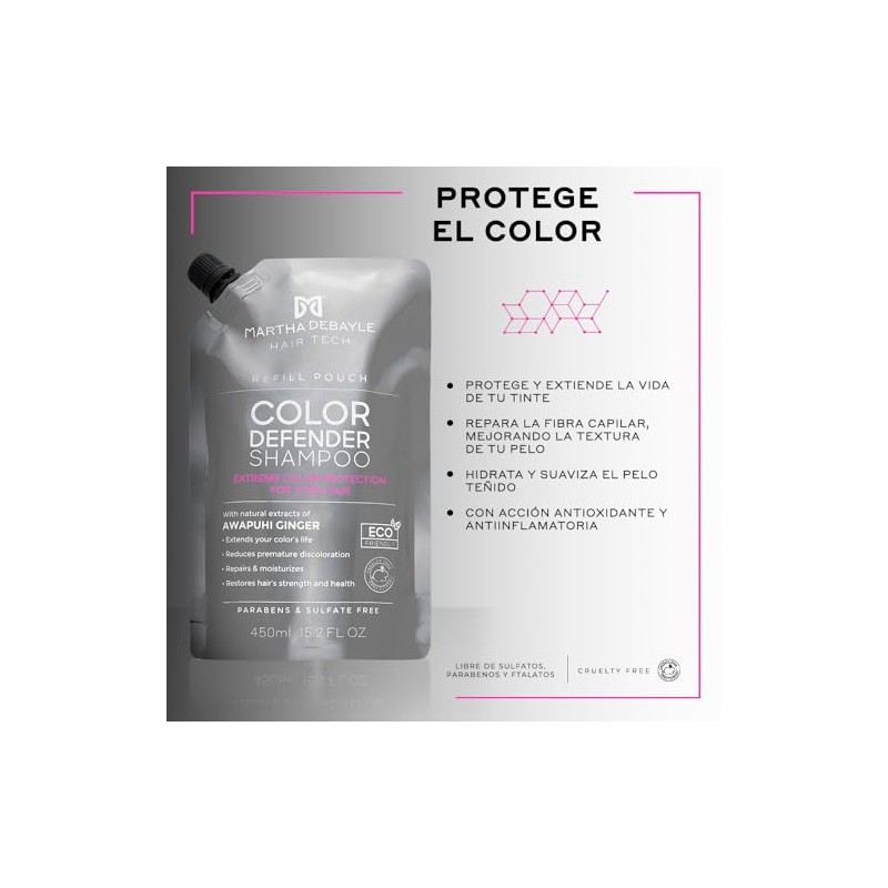 MARTHA DEBAYLE Shampoo REFILL POUCH COLOR DEFENDER. Protección extrema para
