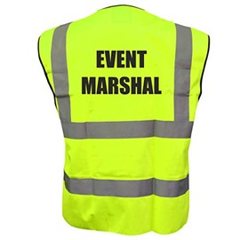 Event Marshal Yellow Hi Vis Viz Safety Vest Waistcoat Reflective High Visibility EN471 BS Large