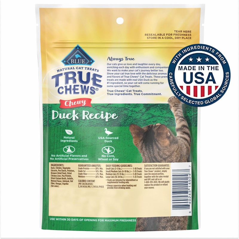 Blue Buffalo True Chews Natural Chewy Cat Treats, Made in