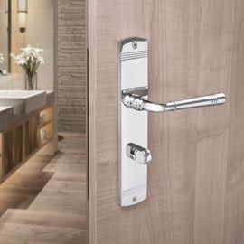 JUVA Door Handle Set Room Door Handle Door Fitting Antique Brass Polished on Long Plate Toilet Bathroom Door Handle Chrome-Plated Polished Shiny Model Lady 151 Building Fittings