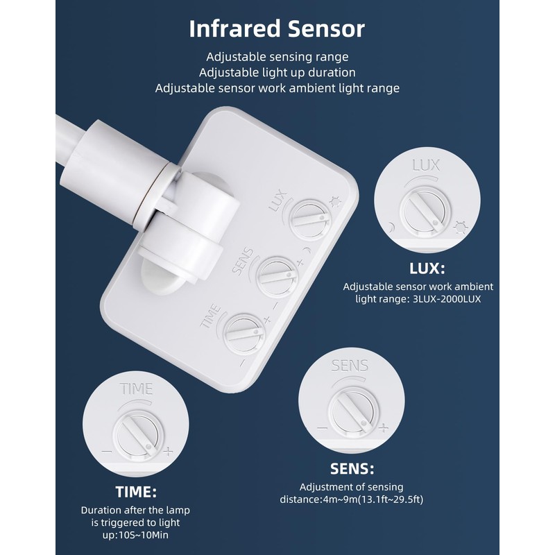 Aigostar 30W Security Lights Outdoor Motion Sensor, 2510 Lumen PIR