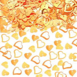 ONLYKXY 1200Pcs Love Heart Shaped Confetti, Table Wedding Decoration, Glitter Confetti for Wedding Party (Glitter Orange)