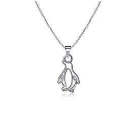 Penguin Necklace - Platinum over 925 Solid Sterling Silver, Silhouette, Mini Charm, Hypoallergenic Jewelry gifts for Animal Lovers and Women by Dayna Designs