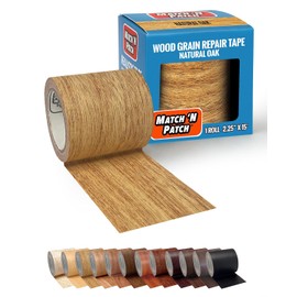 MATCH 'N PATCH Realistic Wood Grain Repair Tape - Durable Multi-Use Adhesive Tape for Furniture, Floors, Cabinets, Windows, Doors, RV, Home Decor & DIY Projects - Natural Oak, 2.25 inch x 15 feet