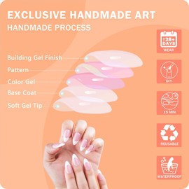 French Tip Press on Nails Short - 30PCS KOROOLE Press on Nails for Women, Short Fake Nails Stick Glue on Nails Almond, Nude Classy Acrylic Artificial Nail Gift for Women-White Morning