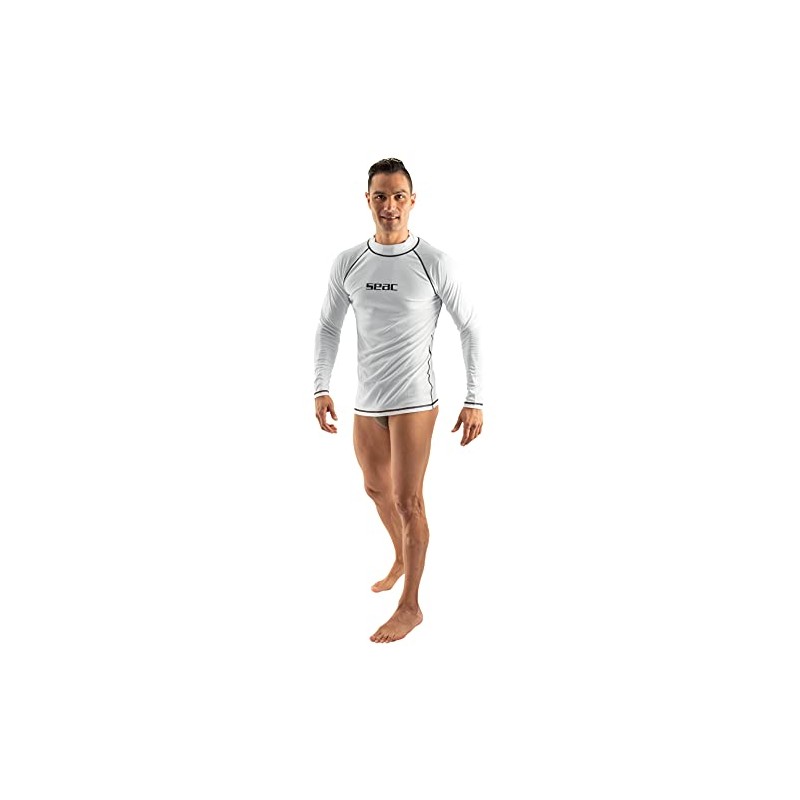 SEAC Men's Rash Guard T White, Long Sleeve, Sun Protection