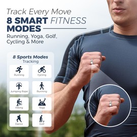 NOLVEX Health Tracker Rings, Smart Rings for Women Men with Heart Rate, Sleep Tracking Wearable, Steps,Calories, No Subscription Fee, IP68 Waterproof Smart Ring for iOS & Android Silver - Size 9