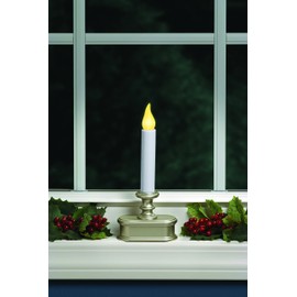 Xodus Innovations FPC1221P Battery Operated LED Dusk to Dawn Window Candle Polycarbonate, with Realistic Amber Flame, Pewter